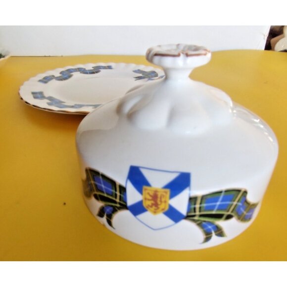 Royal Albert Nova Scotia Tartan Round Butter Dish c.1960s Bone China - Picture 9 of 10